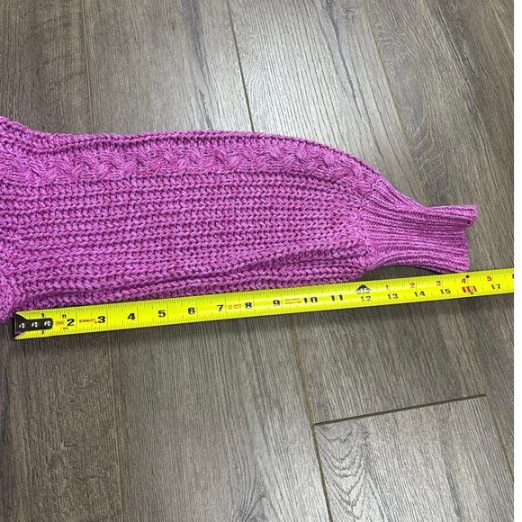 Sundance Pink Cable Knit Chunky Sweater PM Petite Mock Neck Boho Cozy Knit - Picture 4 of 7